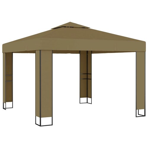 Paviljon z dvojno streho 3x3x2,7 m taupe 180 g/m² Cene