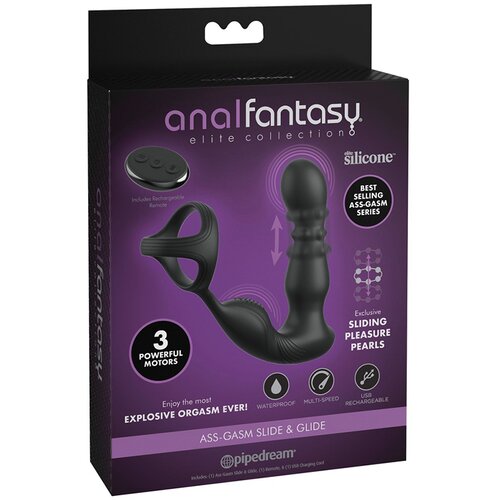  Masažer prostate Ass Gasm Slide & Glide, 19cm, Crni Cene