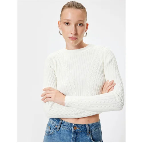 Koton Knitwear Crop Sweater Long Sleeve Hair Knit Textured