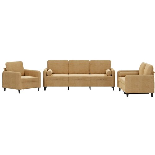 vidaXL 3-dijelni set sofa s jastucima smeđi baršunasti Cene