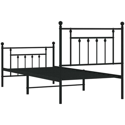 vidaXL Metalni okvir kreveta uzglavlje i podnožje crni 90 x 200 cm Cijene