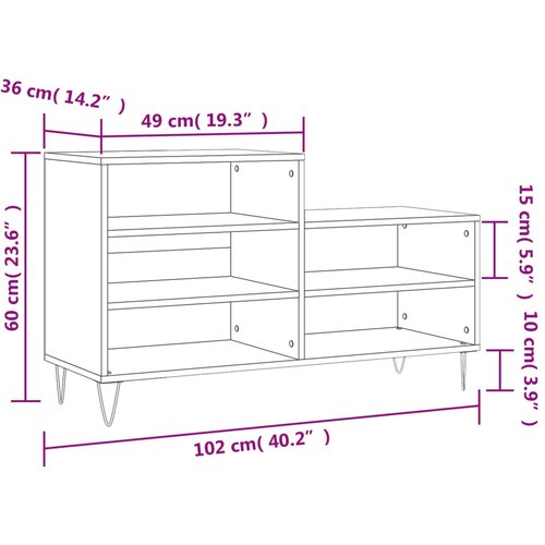  za cipele crni 102 x 36 x 60 cm od konstruiranog drva Slike