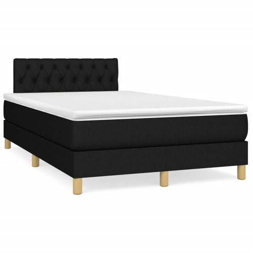 vidaXL Box spring postelja z vzmetnico LED črna 120x190 cm blago Cene