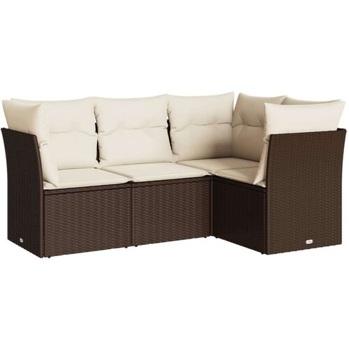  4-dijelni set vrtnih sofa od poliratana s jastucima smeđi Slike
