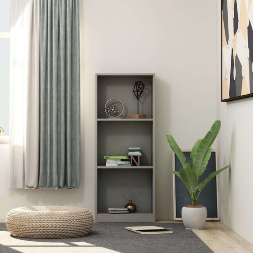 vidaXL Knjižna omara 3-nadstropna siva 40x24x109 cm inženirski les, (20978562) Cene