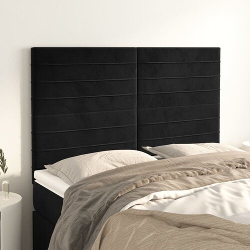 vidaXL Posteljno vzglavje 4 kosa črn 72x5x78/88 cm žamet Cene
