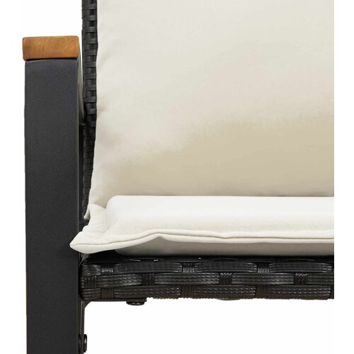  Klupa s jastukom Crna i krem-bijela 115 x 65 x 72 cm Ratan Slike