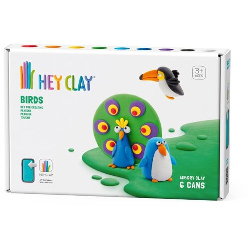 Hey Clay Glina Birds - 6 cans - Toucan, Penguin, Peackock - 26040 Slike