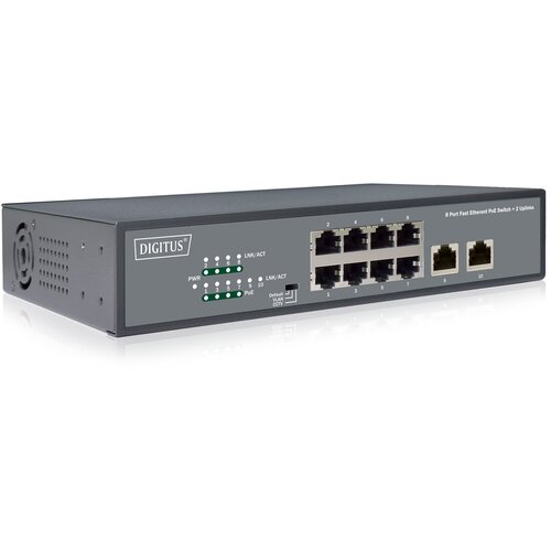 Digitus 8-Port Fast Ethernet PoE Netwrkswitch, Desktop, unmanaged, 2 Uplink Ports RJ45,120 W, af /at Cijene