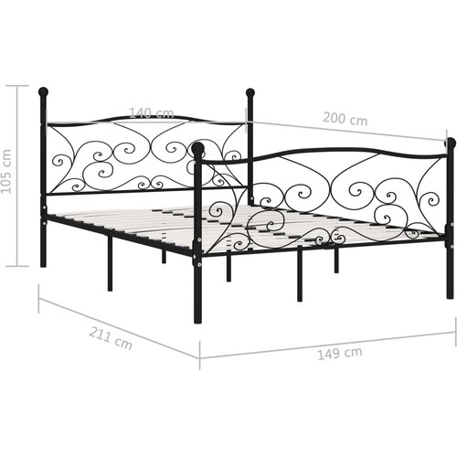  Okvir za krevet s podnicama crni metalni 140 x 200 cm Slike