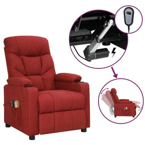 vidaXL Električni masažni naslonjač od tkanine crvena boja vina Cijene