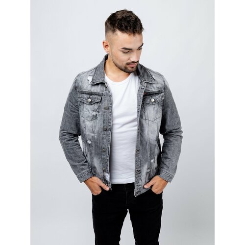 Glano Men's Denim Jacket - light gray Slike