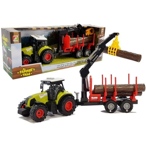  Tractor and forest trailer with wood Slike