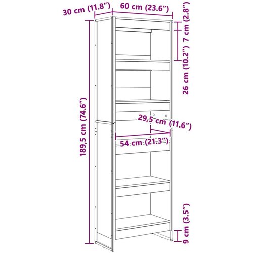 VidaXL Ormarić za knjige 2 pcs Siva Sonoma 80 x 30 x 155 cm Slike