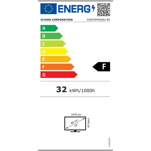 Iiyama Monitor 86,4 cm (34,0&amp;quot;) XCB3494WQSU-B1 3440x1440 Curved 120Hz VA 0,4ms HDMI DisplayPort USB-C 65W 3xUSB3.0 HAS Zvočniki sRGB99%, (5000129383) Slike