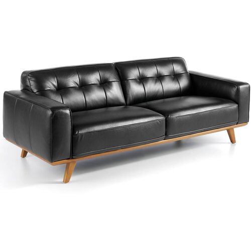 Angel Cerd&amp;aacute; 3-sedežni kavč, oblazinjen v črno goveje usnje, (20571291) Slike