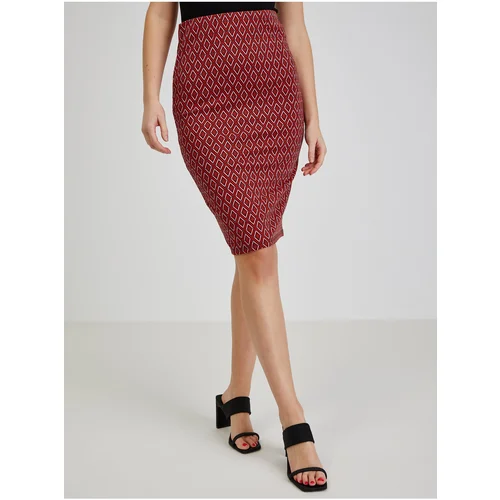 Orsay Red Women's Patterned Pencil Skirt - Ladies