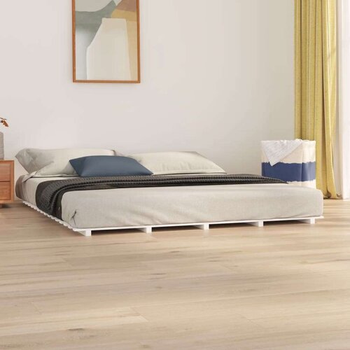  Posteljni okvir bel 160x200 cm trdna borovina, (20726347) Slike