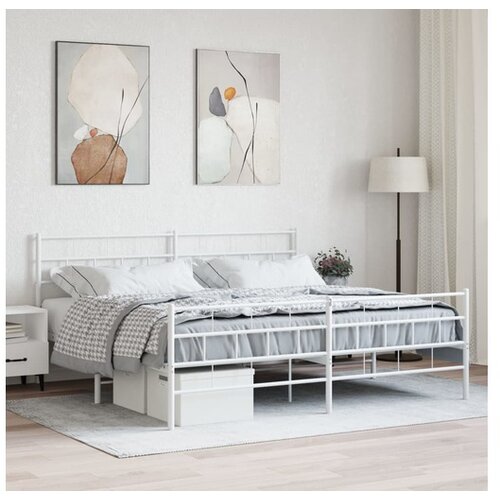 VidaXL Metalni okvir kreveta uzglavlje i podnožje bijeli 183x213 cm Slike