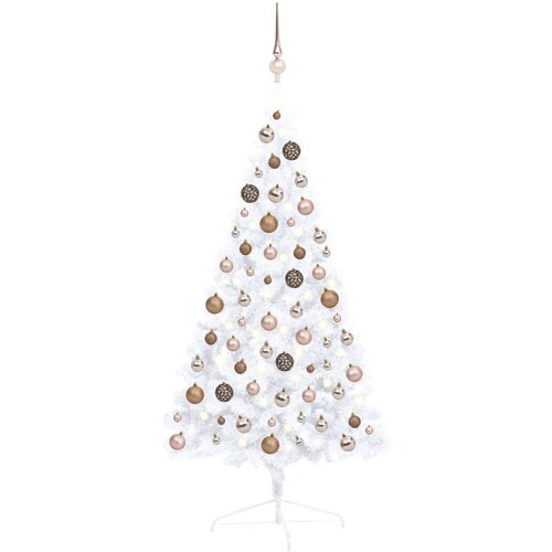 vidaXL umjetna polovica božićnog drvca LED s kuglicama bijela 120 cm Cene