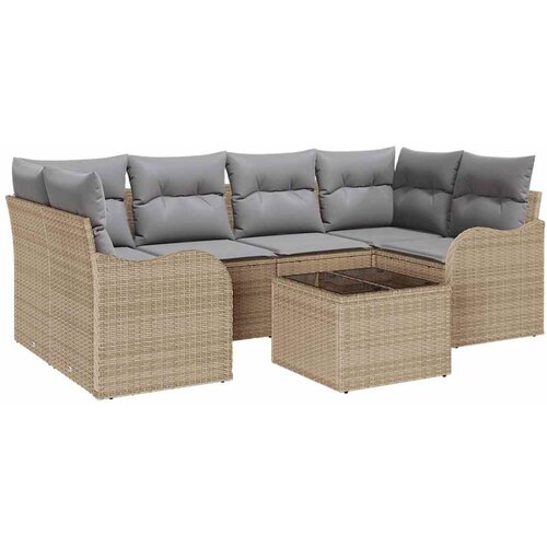 vidaXL Vrtna sedežna garnitura 7 pcs Bež in siva 55 x 55 x 37 cm, (5000020480) Cene