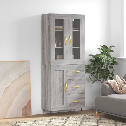 The Living Store Visoka komoda siva sonoma 69,5x34x180 cm inženirski les - Visoka Omarica, (21835262) Cene