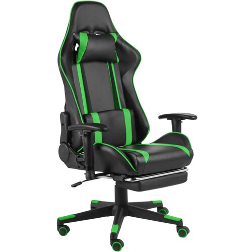 vidaXL Vrtljiv gaming stol z naslonjalom za noge zelen PVC Cene