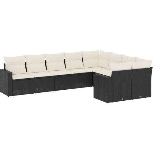 vidaXL 9-dijelni set vrtnih sofa s jastucima crni od poliratana Cijene