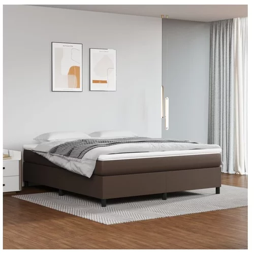  Box spring posteljni okvir rjav 160x200 cm umetno usnje