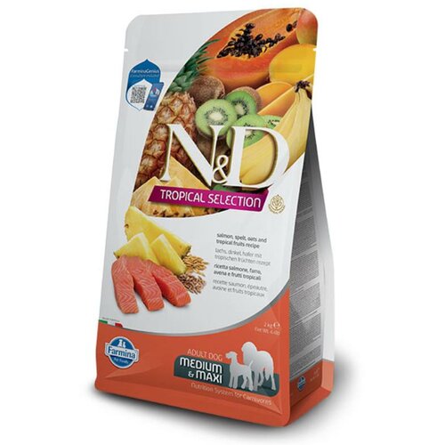 N&d tropical selection hrana za pse losos, spelta, ovas i tropsko voće medium&maxi 10kg Slike