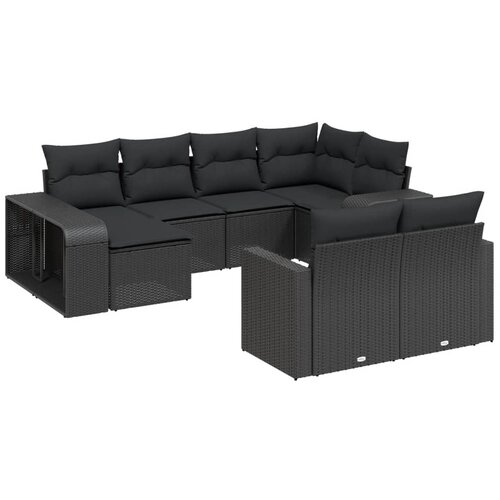 vidaXL 10-dijelni set vrtnih sofa s jastucima crni od poliratana Cijene