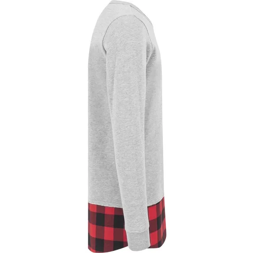 Urban Classics Long Flanell Bottom Open Edge Crewneck gry/blk/red
