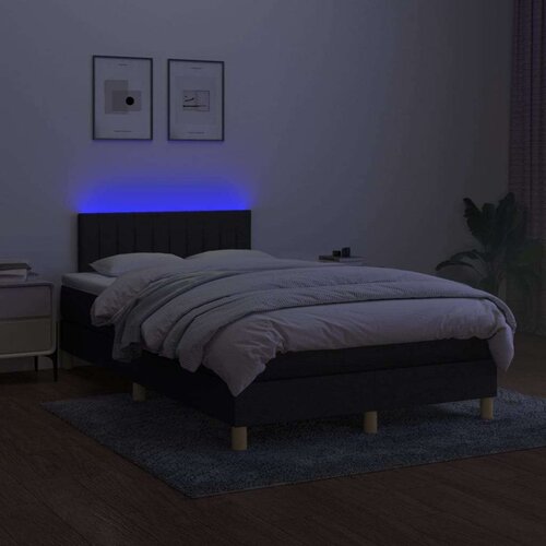  Krevet box spring s madracem LED crni 120 x 190 cm od tkanine Slike