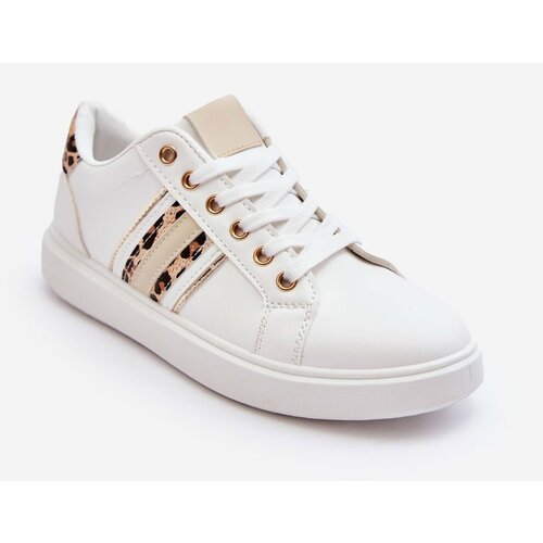 Kesi Women's leather sports shoes with animal pattern white rilee Slike