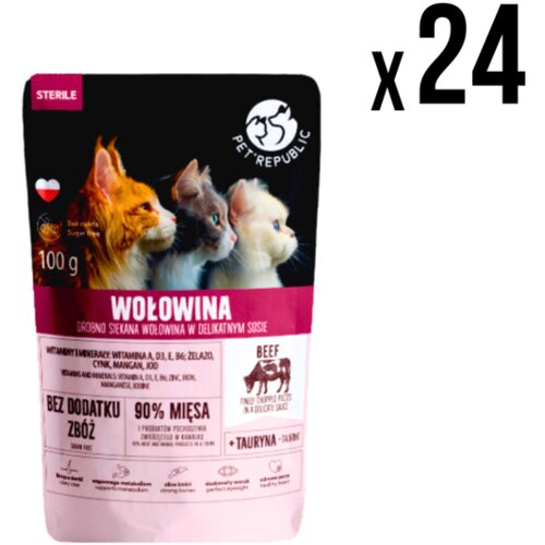 Pet Republic kesica za sterilisane mačke govedina 100g x24 komada Cene