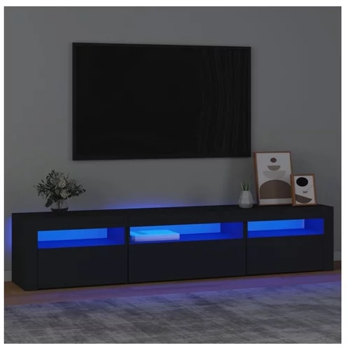  TV omarica z LED lučkami črna 195x35x40 cm