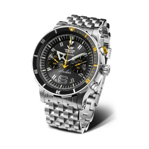 Vostok Europe muški anchar choronograph crni srebrni sportsko elegantni ručni sat sa srebrnim metalnim kaišem ( 6s21/510a584n ) Slike