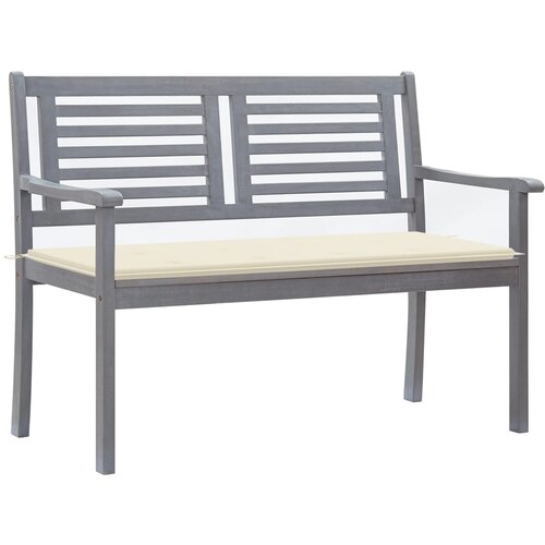The Living Store Vrtna klop za 2 osebi z blazino 120 cm siv evkaliptusov les - Klop, (21469635) Slike
