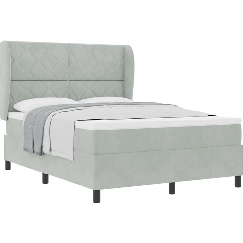 vidaXL Box Spring Krevet s Madracem Svjetlosiva 140x200 cm Baršun Cene