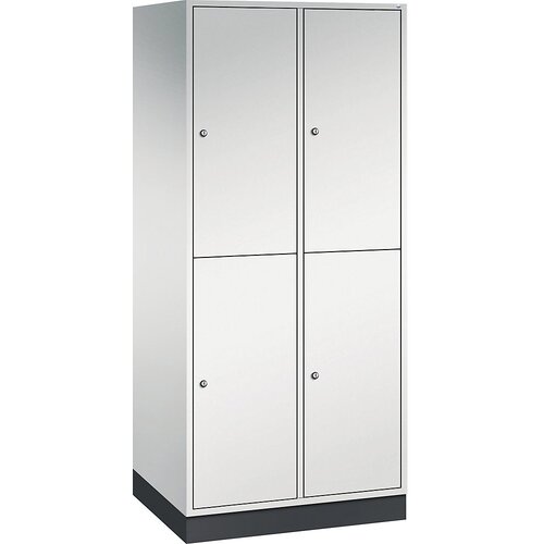 C+P Dvonadstropna jeklena garderobna omara INTRO, ŠxG 820 x 600 mm, 4 predelki, korpus svetlo siv, vrata svetlo siva Cene