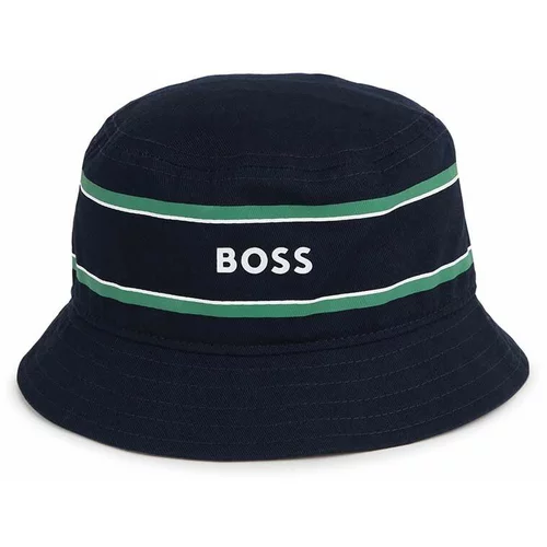 Boss Otroški bombažni klobuk mornarsko modra barva