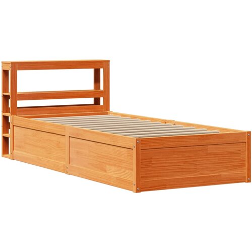 Maison Chic Posteljni okvir - Enojna postelja - Postelja za odrasle z vzglavjem vo&amp;scaron;čeno rjava 75x190 cm borovina, (21697180) Slike