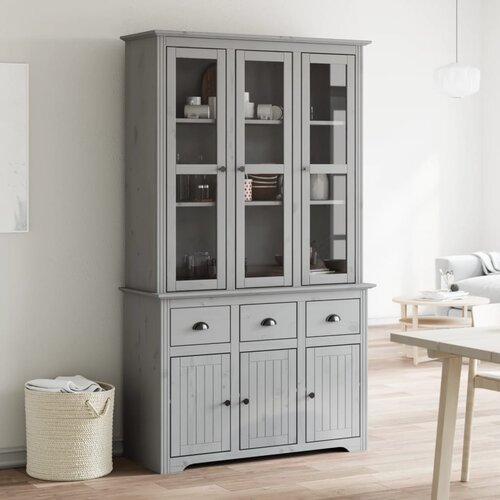 vidaXL Visoka omara BODO siva 115,5x43x200,5 cm trdna borovina Cene