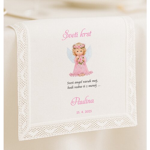  KRSTNI PRTIČEK z angelčkom v zlati barvi KRSPRT 20 Slike