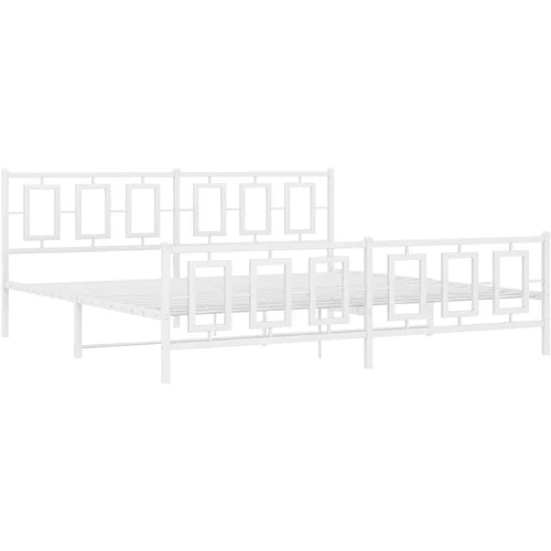 vidaXL Kovinski posteljni okvir z vzglavjem in vznožjem bel 200x200 cm, (21038411)