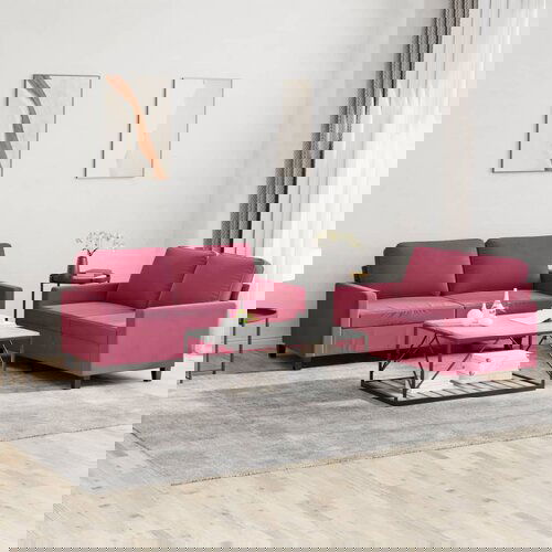  The Living Store Sedežna garnitura 2-delna z blazinami vinsko rdeč žamet - Sedežna Garnitura, (21481617) Cene