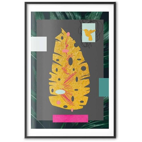  Plakat Golden Leaf 60x90 Crni okvir s margom Cene