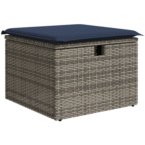 VidaXL Vrtna klupa s jastučićem Siva 55x55x37 cm Poliratan Slike