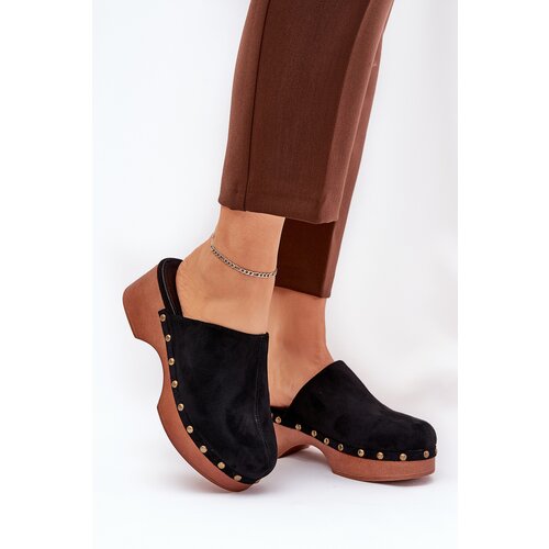 Boto Women's Clogs Slides With Studs Eco Suede Black Ellason Cene