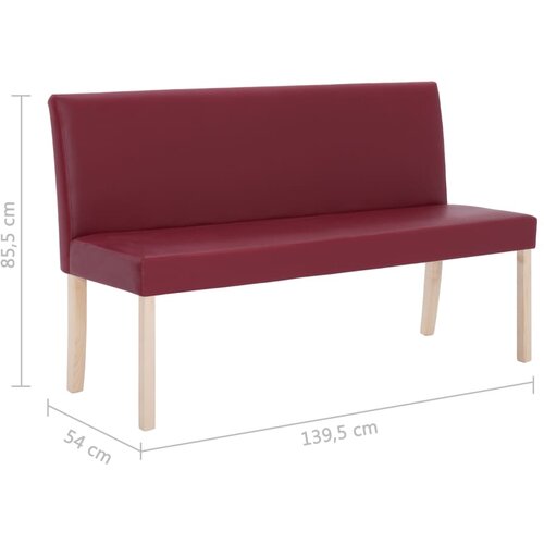  Klupa od umjetne kože 139,5 cm crvena boja vina Slike